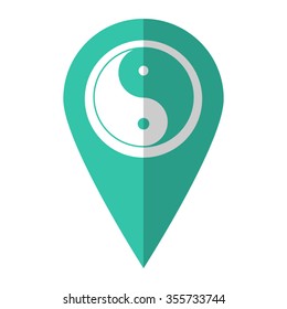 Yin and yang - vector icon;  green map pointer