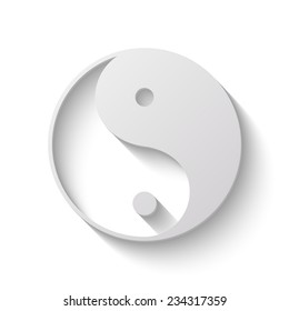 yin yang vector icon - paper illustration