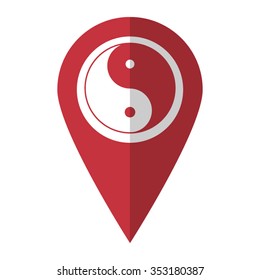 Yin and yang - vector icon; red  map pointer