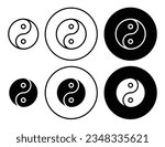 yin yang vector icon set. jing jang symbol in black color. karma sign.
