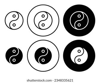 yin yang vector icon set. jing jang symbol in black color. karma sign.
