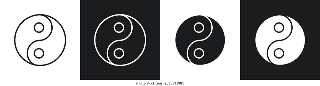 Icono de Vector Yin Yang en blanco y negro. Ilustración EPS 10