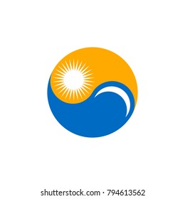 Yin yang vector icon. Sun and water elements