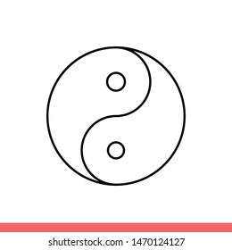 Yin yang vector icon, taiko symbol. Simple, flat design for web or mobile app