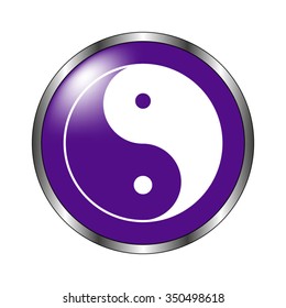 Yin and yang - vector icon; violet button