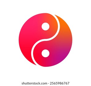 Yin yang vector illustration. Asian traditional symbol in simple modern style. Gradient color design.