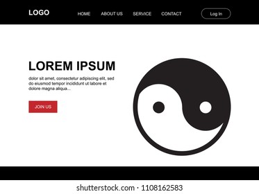 yin yang, vector landing page template