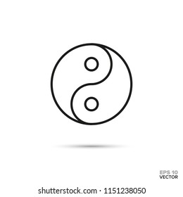Yin and Yang vector line icon. Zen, meditation and harmony symbol.