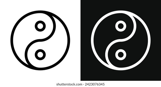 Yin yang vector line icon illustration.