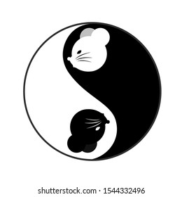 yin yang vector with mouse head illustration