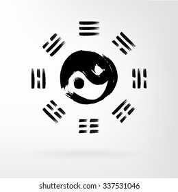 Yin Yang vector set of icons (circle). Guessing on the Book of Changes. The image can be used to print maps, posters, as a background, advertising, logos, yoga studios