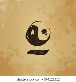 Yin Yang vector set of icons. Old paper texture. Guessing on the Book of Changes. The image can be used to print maps, posters, as a background, advertising, logos, yoga studios