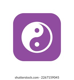 Yin yang vector symbol purple button sign