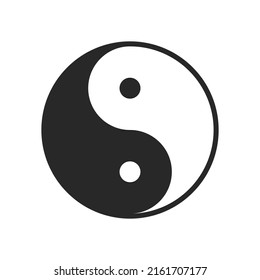Yin Yang vector symbol with a white background. Black and white yin and yang icon. 