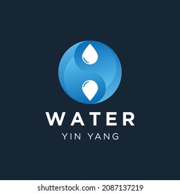 Yin Yang water drop logotype. Creative design for water emblem logo.