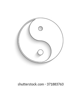 Yin and yang - white vector icon with  shadow