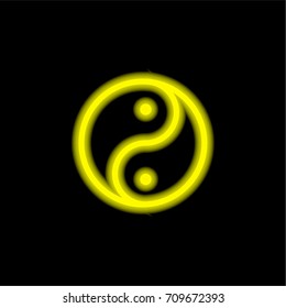 Yin yang yellow glowing neon ui ux icon. Glowing sign logo vector