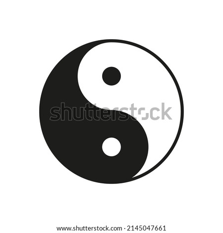 Yin yang. Ying yan icon. Yinyang symbol. Taoism sign. Harmony and balance. Logo of meditation, karma, buddhism and japan. Black-white icon isolated on white background. Vector.