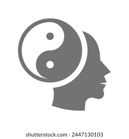 Yin and yang Zen mind icon. Harmony and balance, meditation vector.