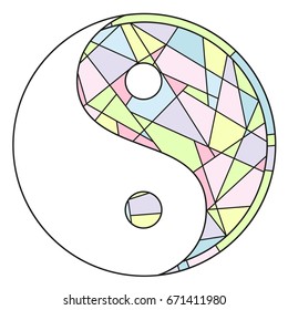 Yin and Yang. Zentangle. Hand drawn mandala on isolation background. Design for spiritual relaxation for adults. Line art creation. 