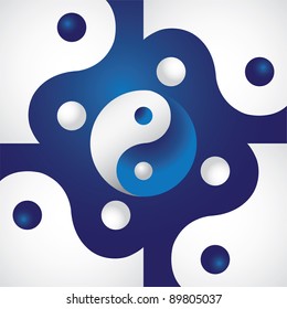 Ying yang in abstract screen - illustration