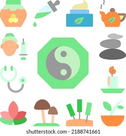 Ying yang alternative medicine icon in a collection with other items