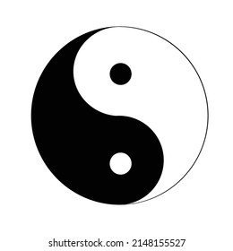 Ying Yang black and white symbol, circle of life isolated on background. Concept for duality, dark - light, negative - positive, male - female, expanding and contracting, chakra healing, balance.
