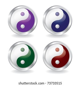 ying yang buttons with shadow - eps10  illustration