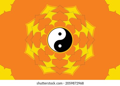 Ying yang chinese symbol for meditation concept illustration template with round pattern background