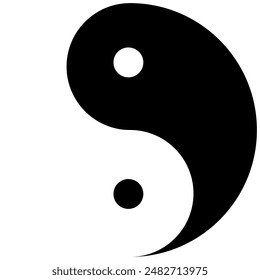 Ying Yang Chinesisches Symbol, das 2 gegnerische Kräfte auf einem weißen Hintergrund darstellt