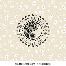 Ying Yang Design On Daisy Background