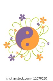 Ying yang with flowers.