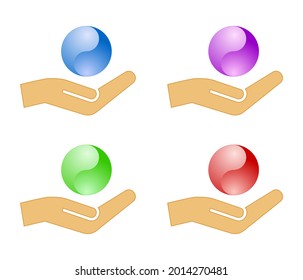 ying yang glossy symbol in hand icon isolated on white background