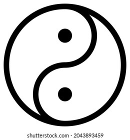 Ying and yang. Harmony symbol. Outline yin yang in circle. Transparent balance symbol in black and white