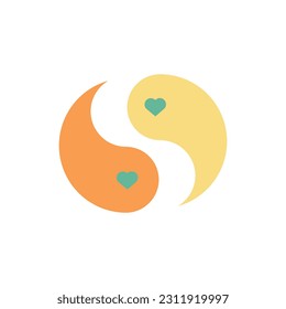 Ying yang icon in flat style with background.
