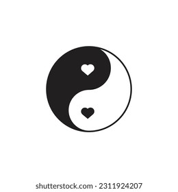 Ying yang icon in flat style with background.