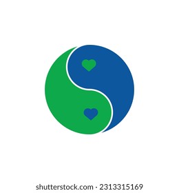 Ying yang icon in flat style with background.