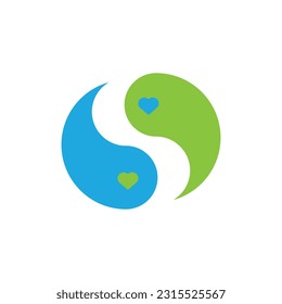 Ying yang icon in flat style with background.