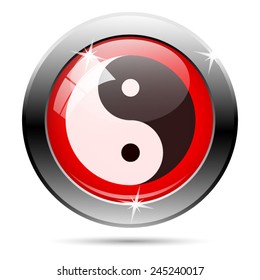 Ying yang icon. Internet button on white background. 