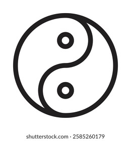 Ying Yang Icon Isolated flat vector in outline