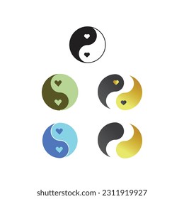 Ying yang icon set in flat style with background.