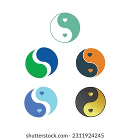 Ying yang icon set in flat style with background.