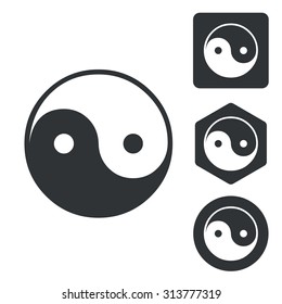 Ying yang icon set, monochrome, isolated on white