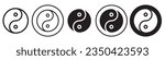 Ying Yang Icon. Symbol of Chinese cultural Taoism or Buddhism spiritual duality yan jing. Vector set of universal unity or opposite pair symbolic representation. Flat outline logo of Zen meditation