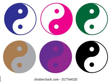 Ying Yang icons set