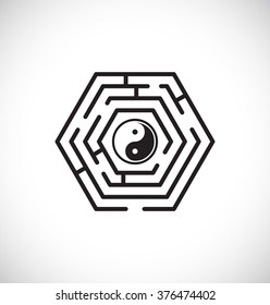 ying yang inside maze labyrinth - web icon