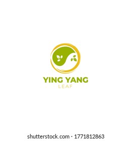 Ying Yang Leaf Logo Design Vector