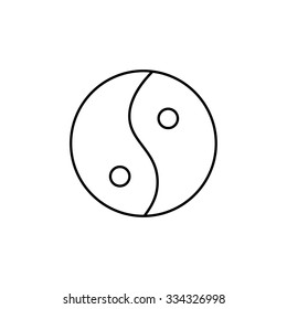 Ying yang linear black icon symbol of harmony and balance on white background | flat design alternative healing illustration and infographic