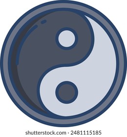 Ying Yang linear color illustration