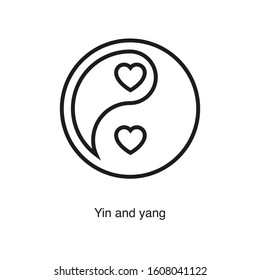 Ying and yang linear icon vector on white background. Black icon illustration